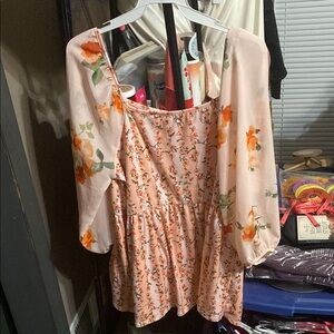 Haptics Floral Women's Top with Orange Accents